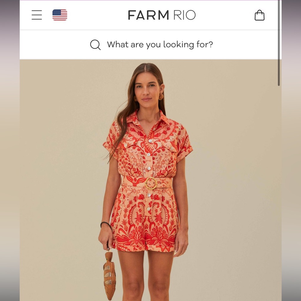 Farm Rio - Red Jaipur Romper EUC No Belt Hoop XXS